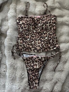 Leopard Print Women's Tankini Set